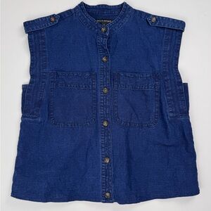 Banana Republic Blue Denim Sleeveless Button-Up Top Size S